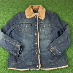 Vintage Cole B Country Blue Denim Western Trucker Chore Coat Work Jacket Sz L